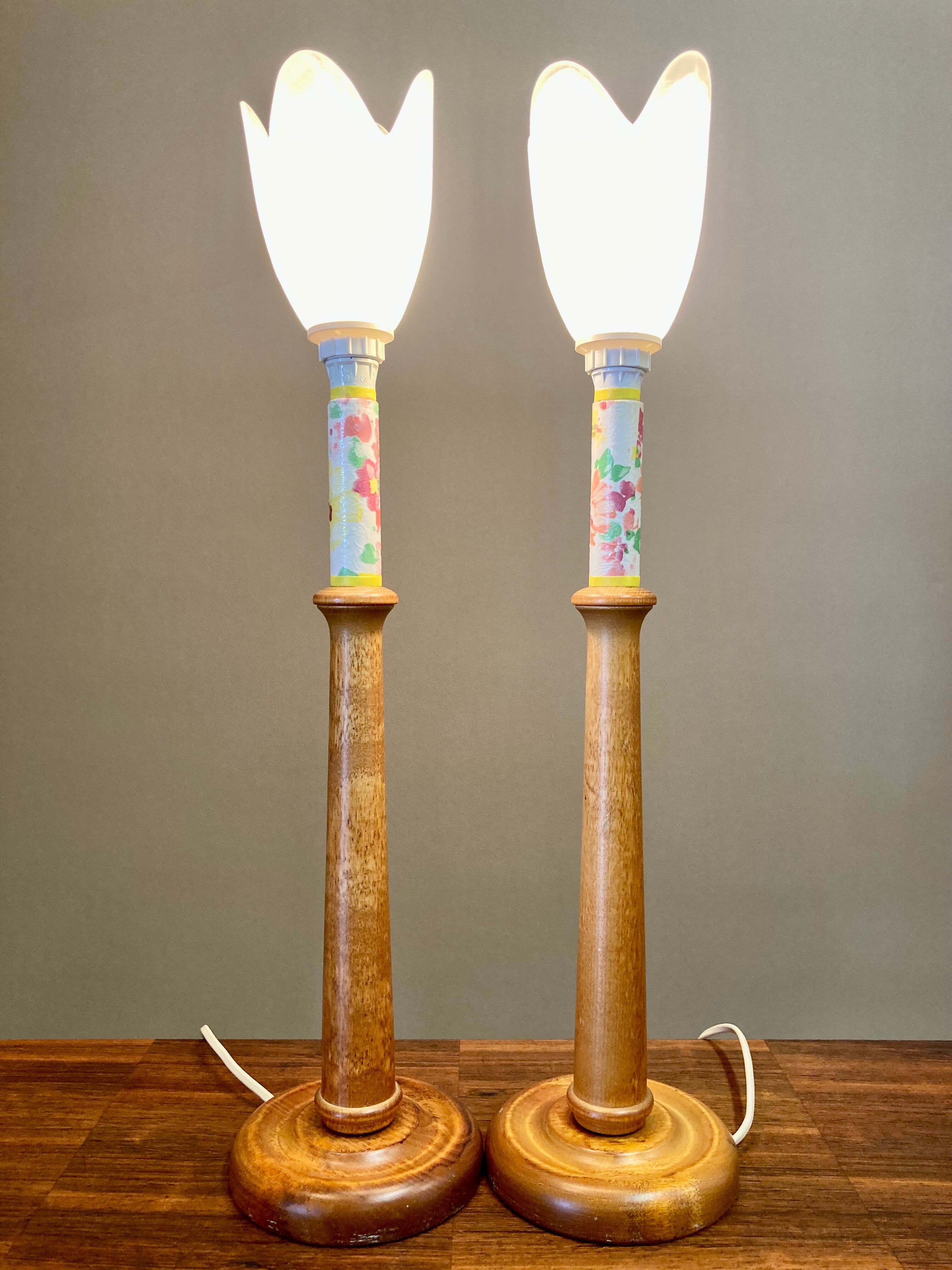 Pair of lamps glass paste Scandinavian design 1950.