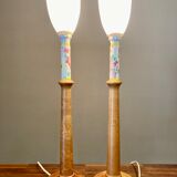 Pair of lamps glass paste Scandinavian design 1950.