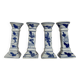 Set of 4 ceramic candle holders in white blue floral pattern