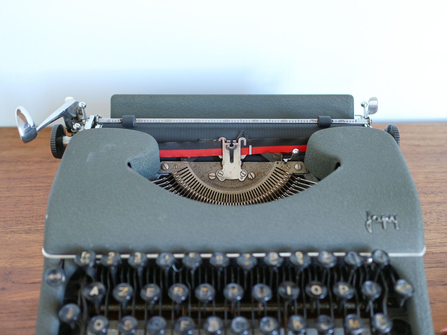 Japy grey-green typewriter with crate