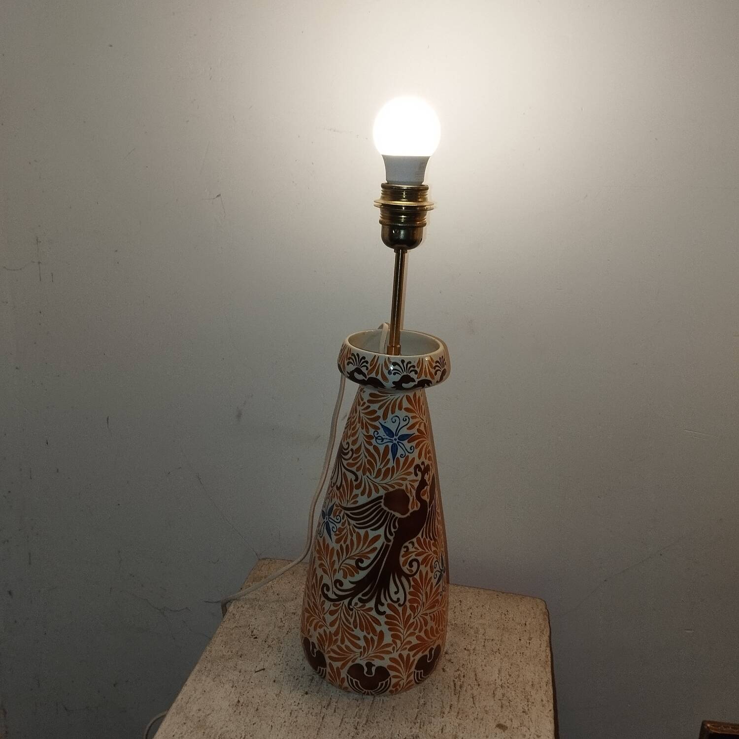 Art Deco Phoenix Bat Ceramic Lamp Base