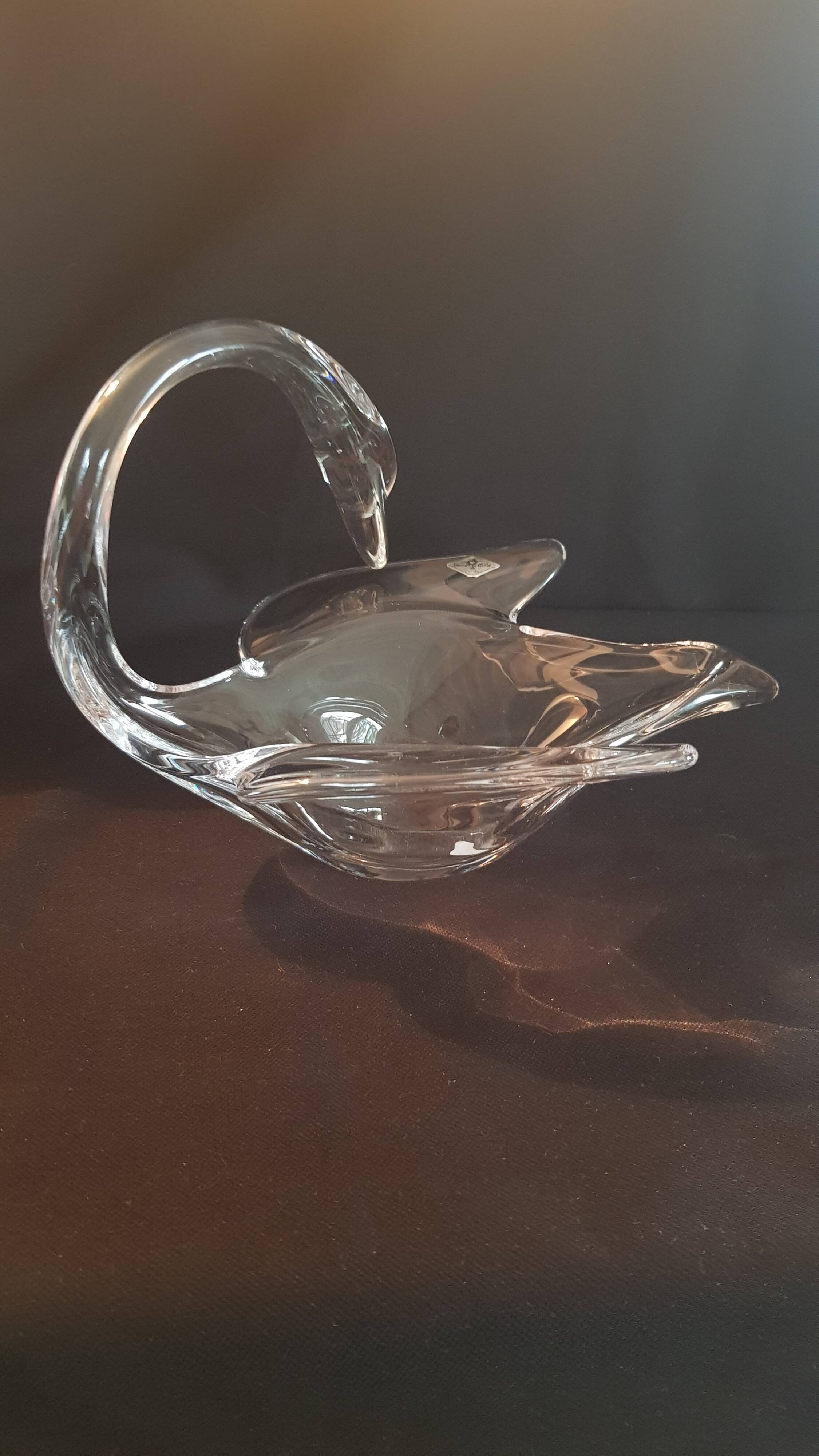 Coupe Vide-poche cristal de Vannes Le Châtel en forme de Cygne