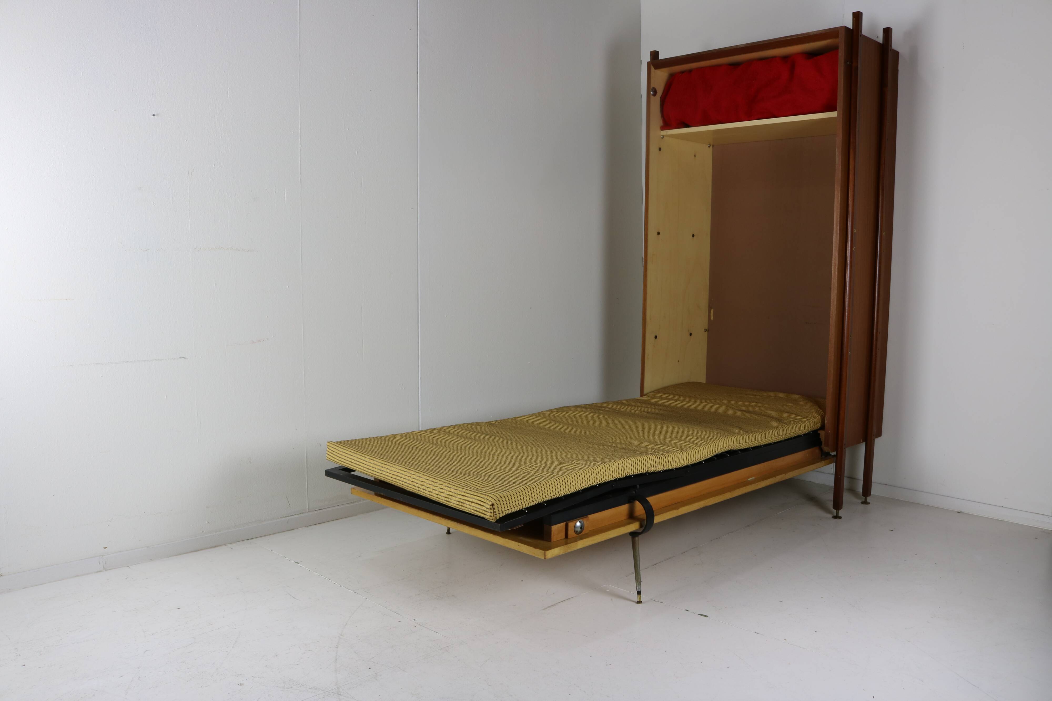 Ingenious sixties wall bed cabinet by C. Princic Gorizia Italy