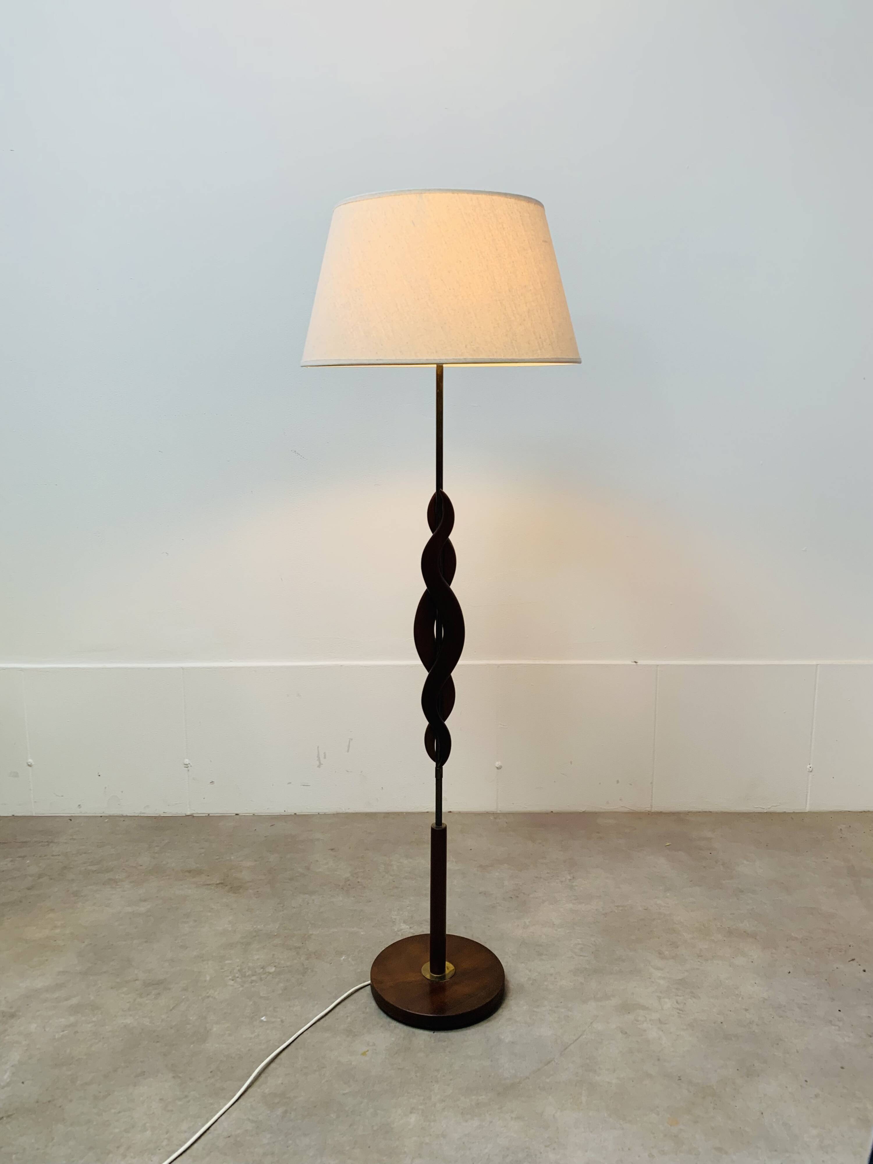 Scandinavian teak and brass floor lamp, 1960s