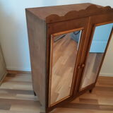 Handcrafted wooden doll cabinet, vintage French 50s