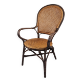 Fauteuil de salle à manger vintage en rotin hollandais