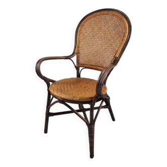 Fauteuil de salle à manger vintage en rotin hollandais