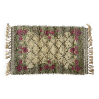 Vintage Scandinavian Design Wool Rya Rug Woven Handmade Vintage 1970s