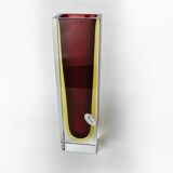 Brown and yellow cubic sommerso vase by seguso, murano, italy, 1970