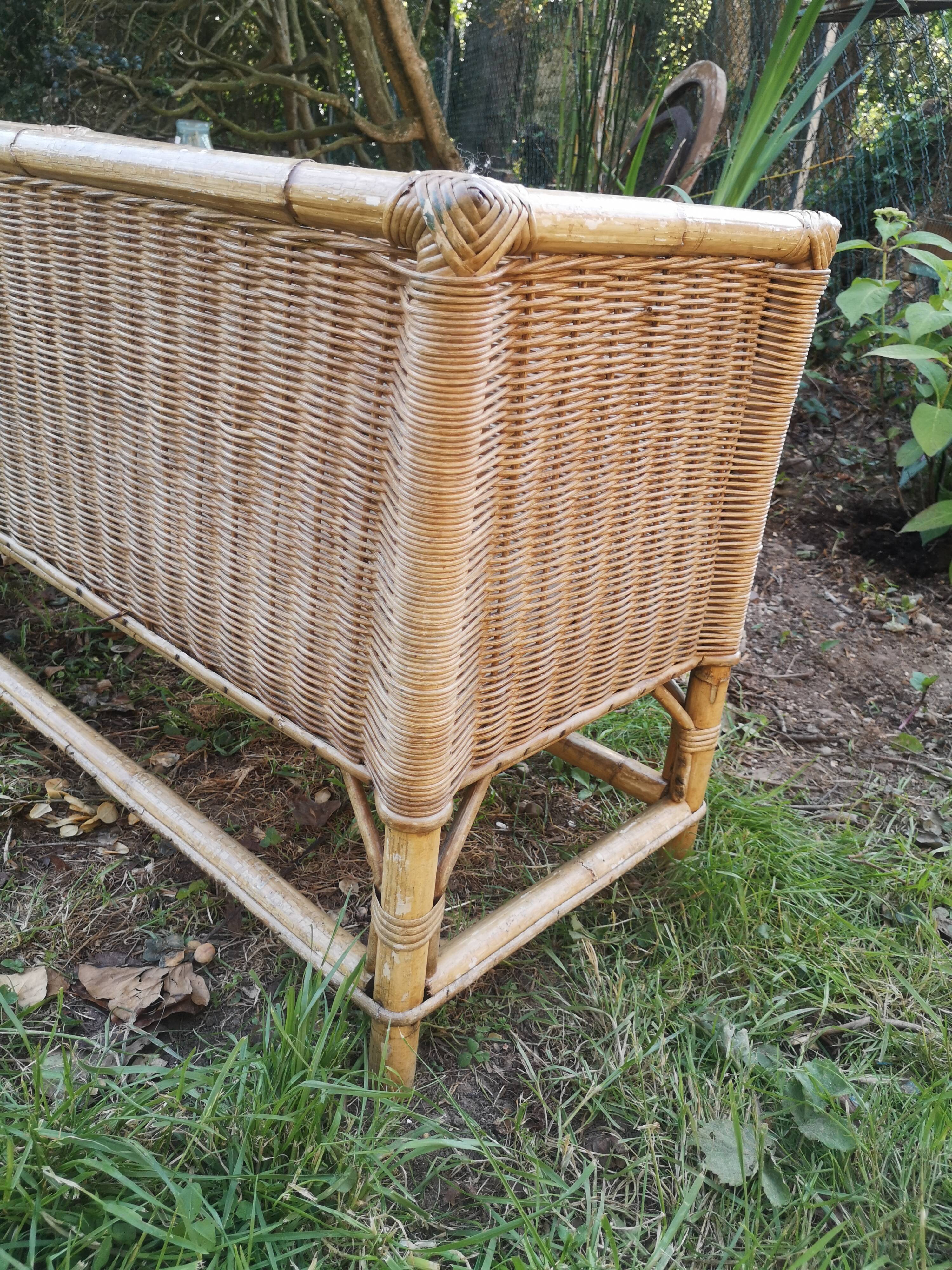 Vintage rattan planter