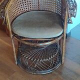 Emmanuelle rattan armchair from the 70s, Peacock model