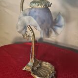 1900 bronze tulip desk or bedside lamp signed vianne 34x22 pretty mod