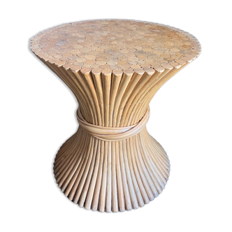 Round coffee table sheaf of rattan wheat by John McGuire