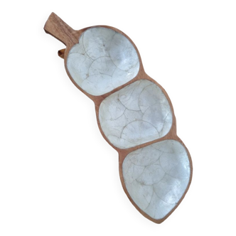 Compartmentalized display mother-of-pearl and wood empty pocket