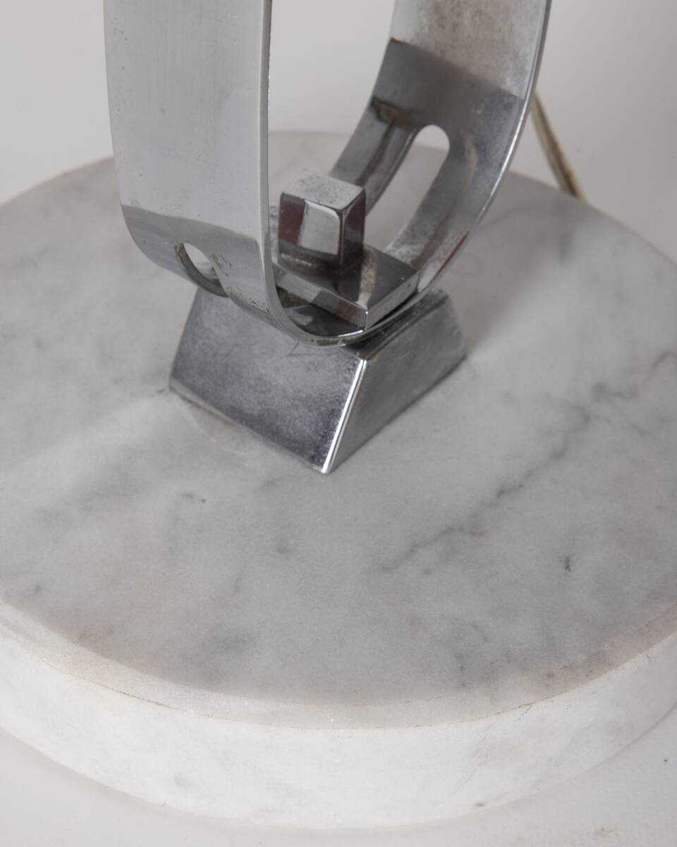 Vintage 60's table lamp in marble and orange metal italian design