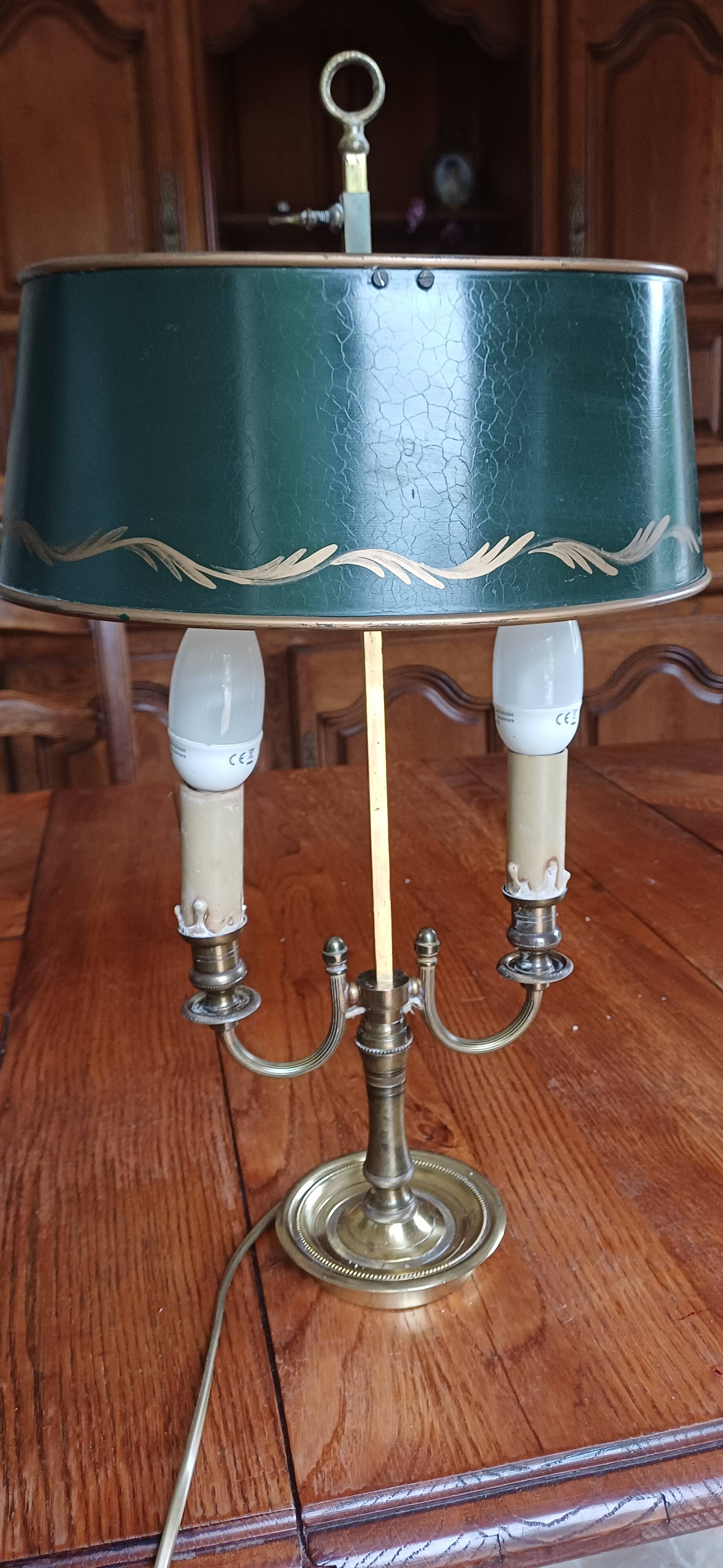 Antique bouillotte lamp, 19th century Empire style.