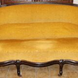 Canapé palissandre tissu or 19 siècle style Napoléon 3