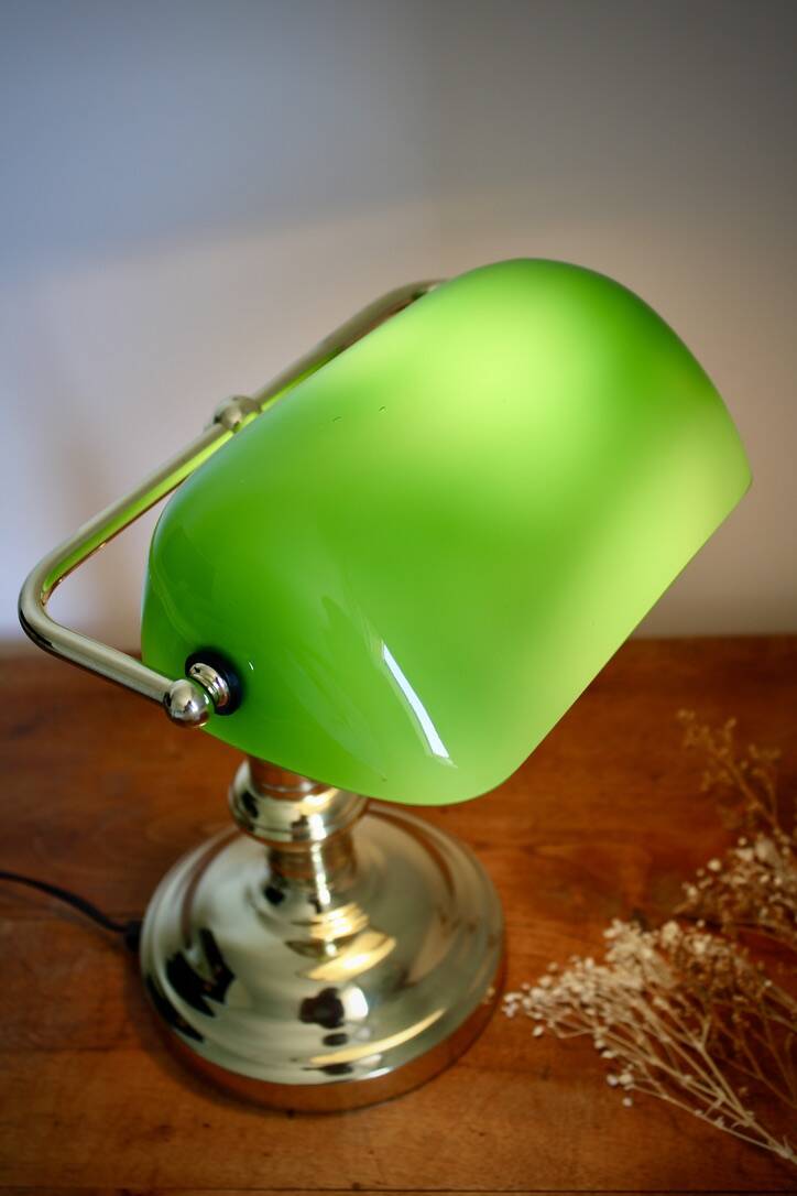 Vintage green opaline notary lamp