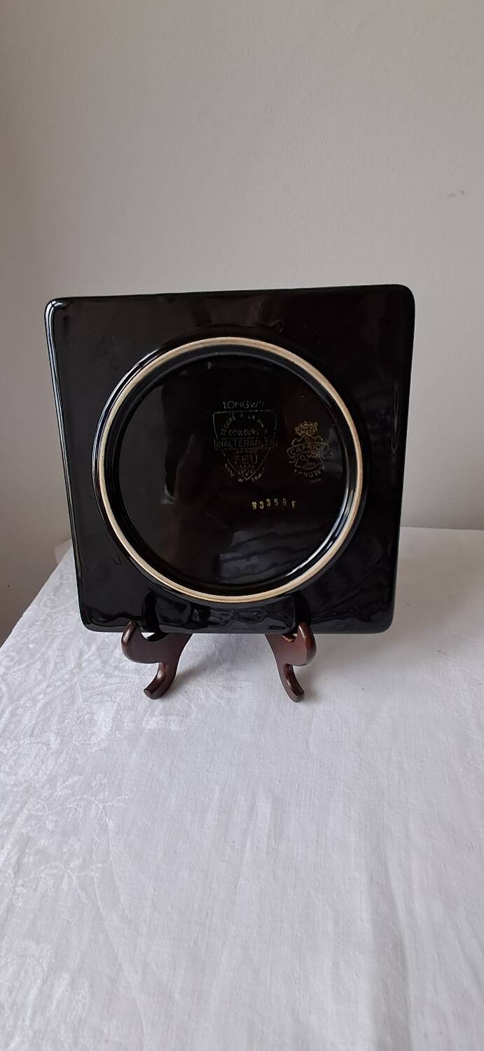 Longwy ceramic trivet, hand-painted decoration