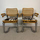 4 fauteuils cannés chrome et bois années 70