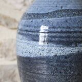 Enameled stoneware vase signed