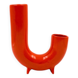 Space age orange ceramic vase, Italy ca. 1960