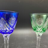6 verres à porto en cristal de couleur