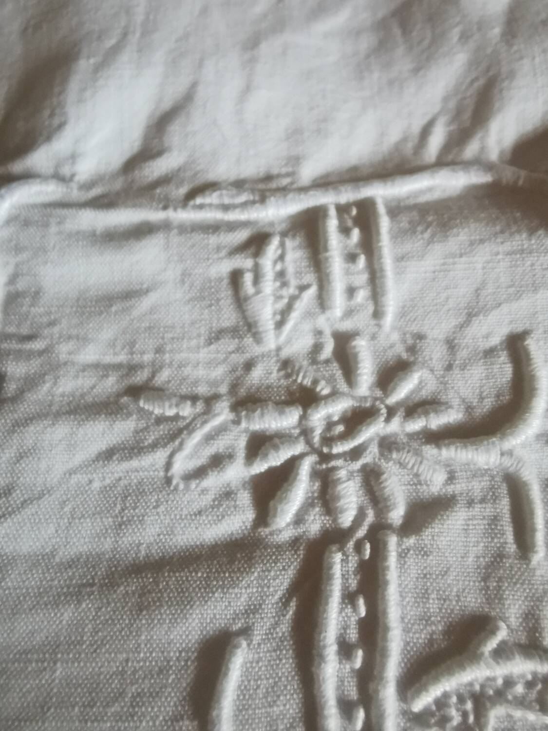 Old large linen sheet monogrammed CP