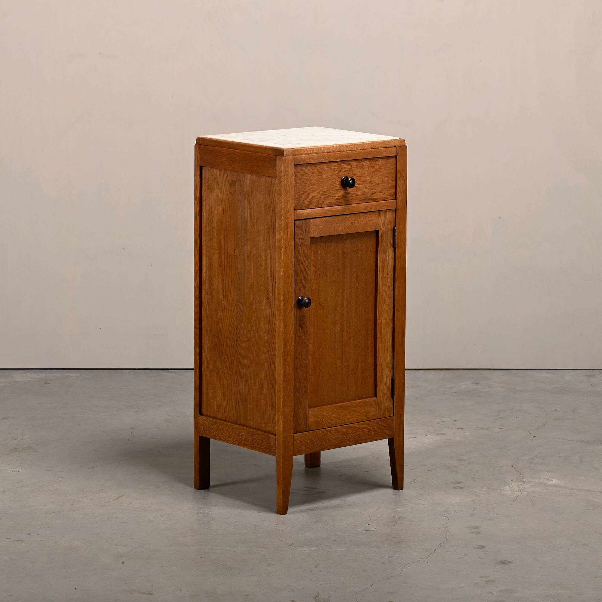 Art Deco Nightstand or Bedside table Oak and Marble, Dutch, 1930s