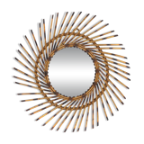 Round Sun Mirror in Rattan, 1960s