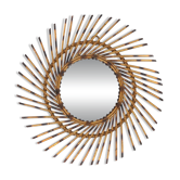 Round Sun Mirror in Rattan, 1960s