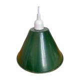Vintage suspension lamp in green and white enamelled sheet metal