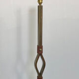 Hammered wrought iron and leather floor lamp by Jean Pierre Rickaert, 1950s