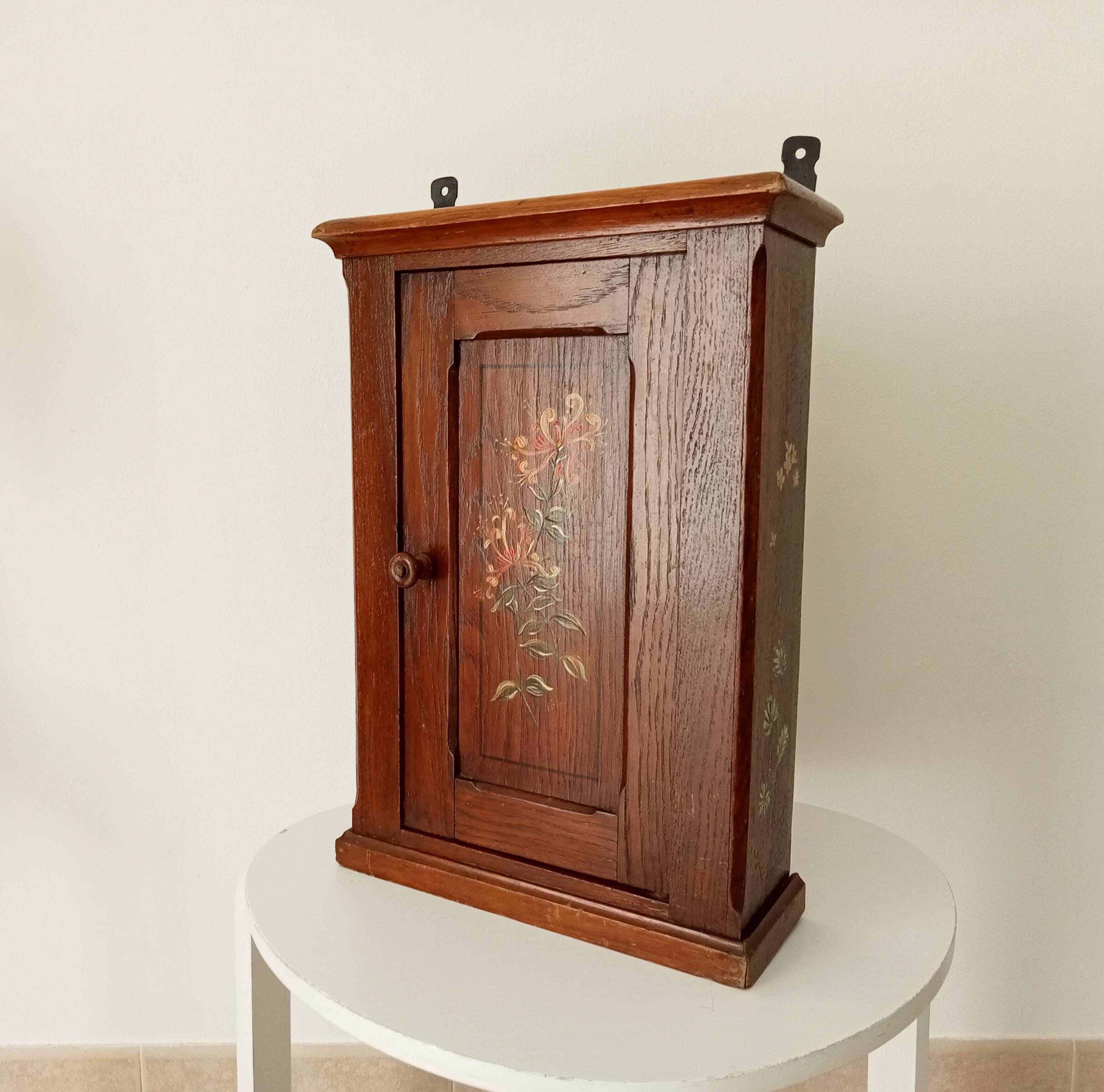 Old bathroom cabinet in solid oak, mid-20th century