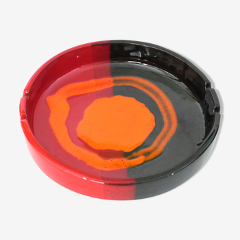 Ceramic ashtray Italy vintage red black orange 1970