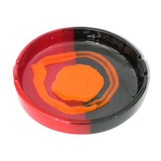 Ceramic ashtray Italy vintage red black orange 1970