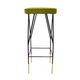 Italian Mid-Century Modern Square Black Lacquered Iron Lime Cotton Stools