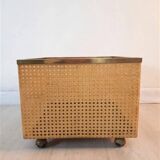 Vintage storage unit with wheels in lucite, vienna straw and brass dior