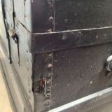 Black ancient travel trunk, 19th
