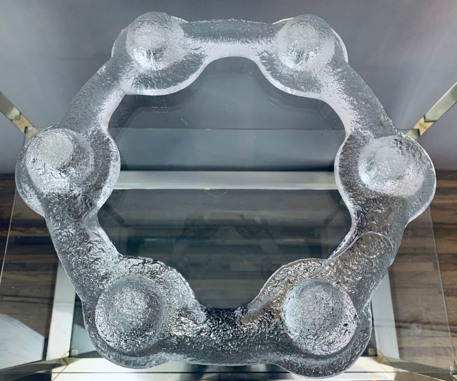 1970s Swedish Pukeberg Glass Candle Holder