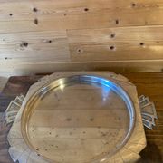 Elegant Art Deco silver-plated metal serving tray, double hallmarked