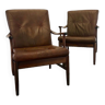 Paire de fauteuils en cuir danois vintage