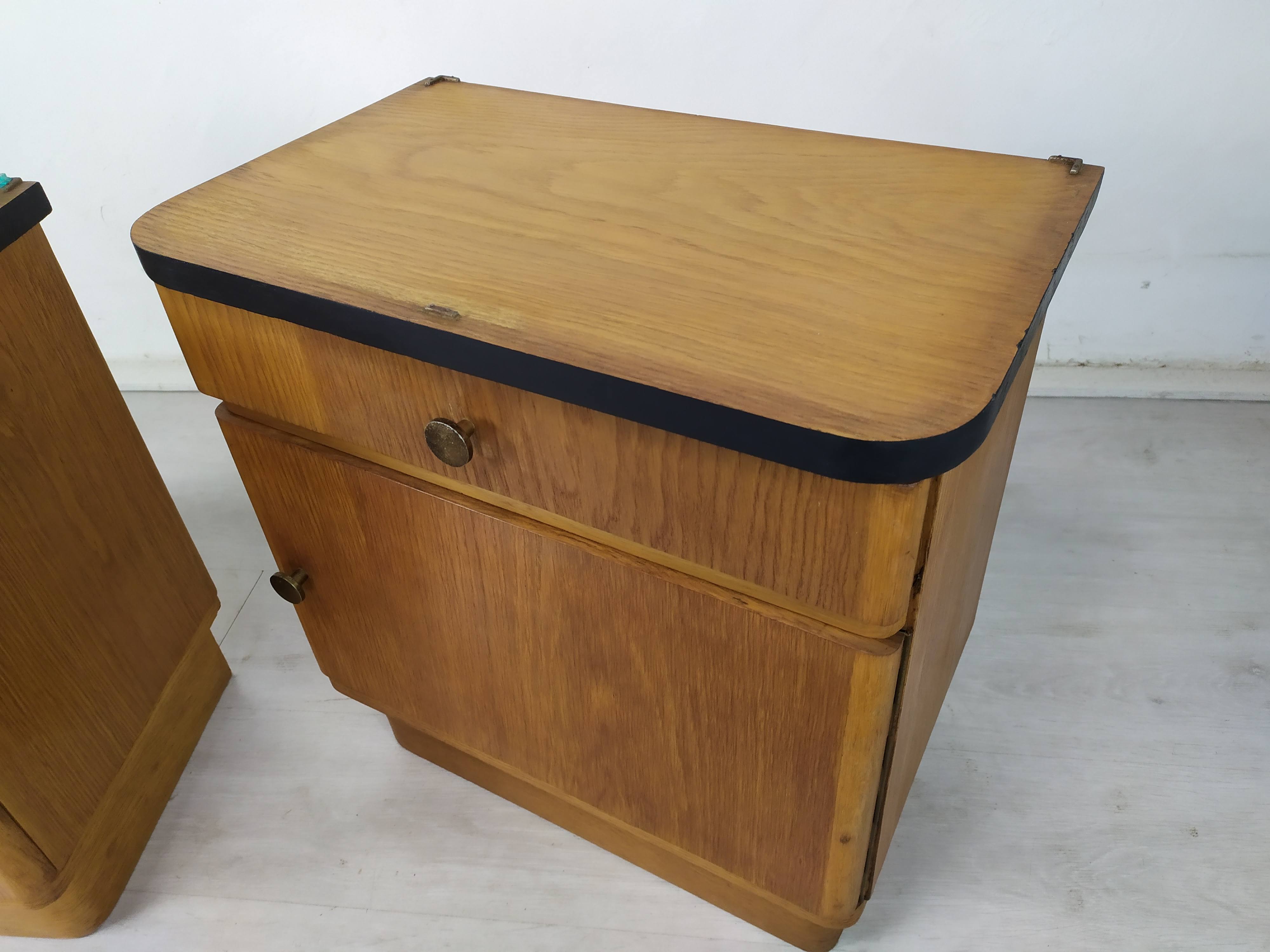 Pair of vintage oak bedside tables