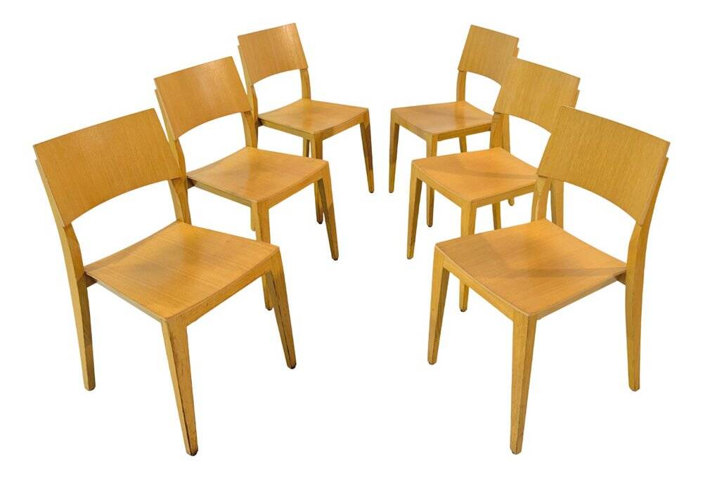 Danish beech dining chairs, 1980s, set of 6