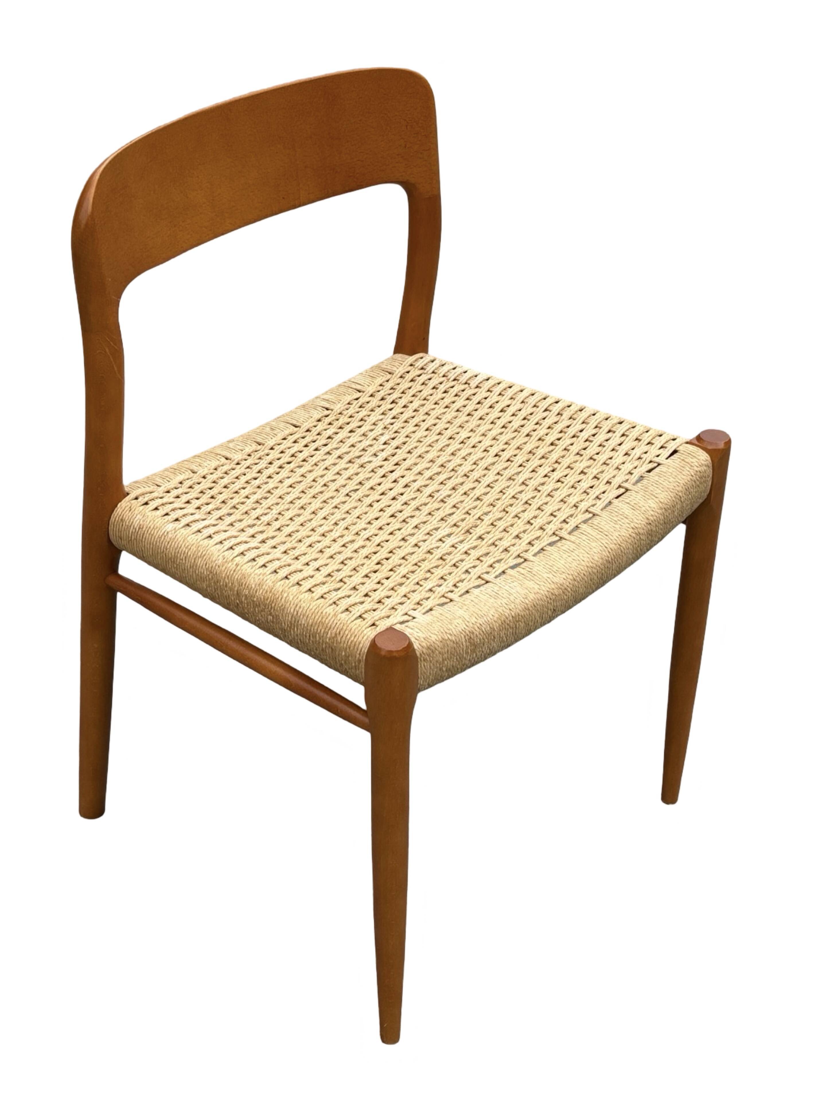 Set of 4 JL Moller model 75 chair by Niels Otto Moller Danish Design