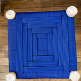 Moroccan stool beldi seated blue Majorelle
