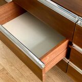 6-drawer chrome and wood chest of drawers
