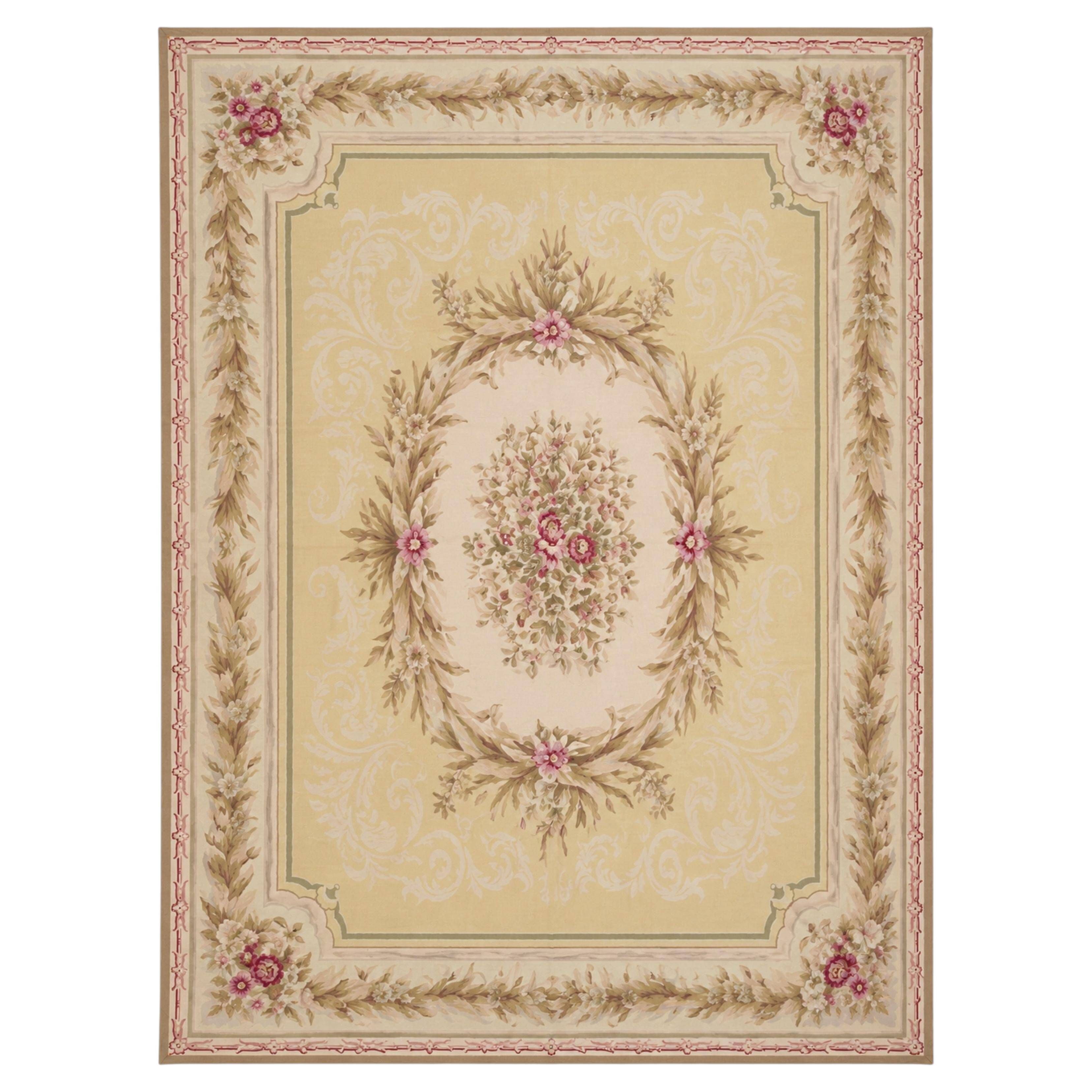 Oversize Aubusson Needlepoint Floral Rug Extra Large Palace Carpet, 414 x 604 cm