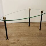 2 small side tables in glass and Bakelite with gold nuts from the 1960s.