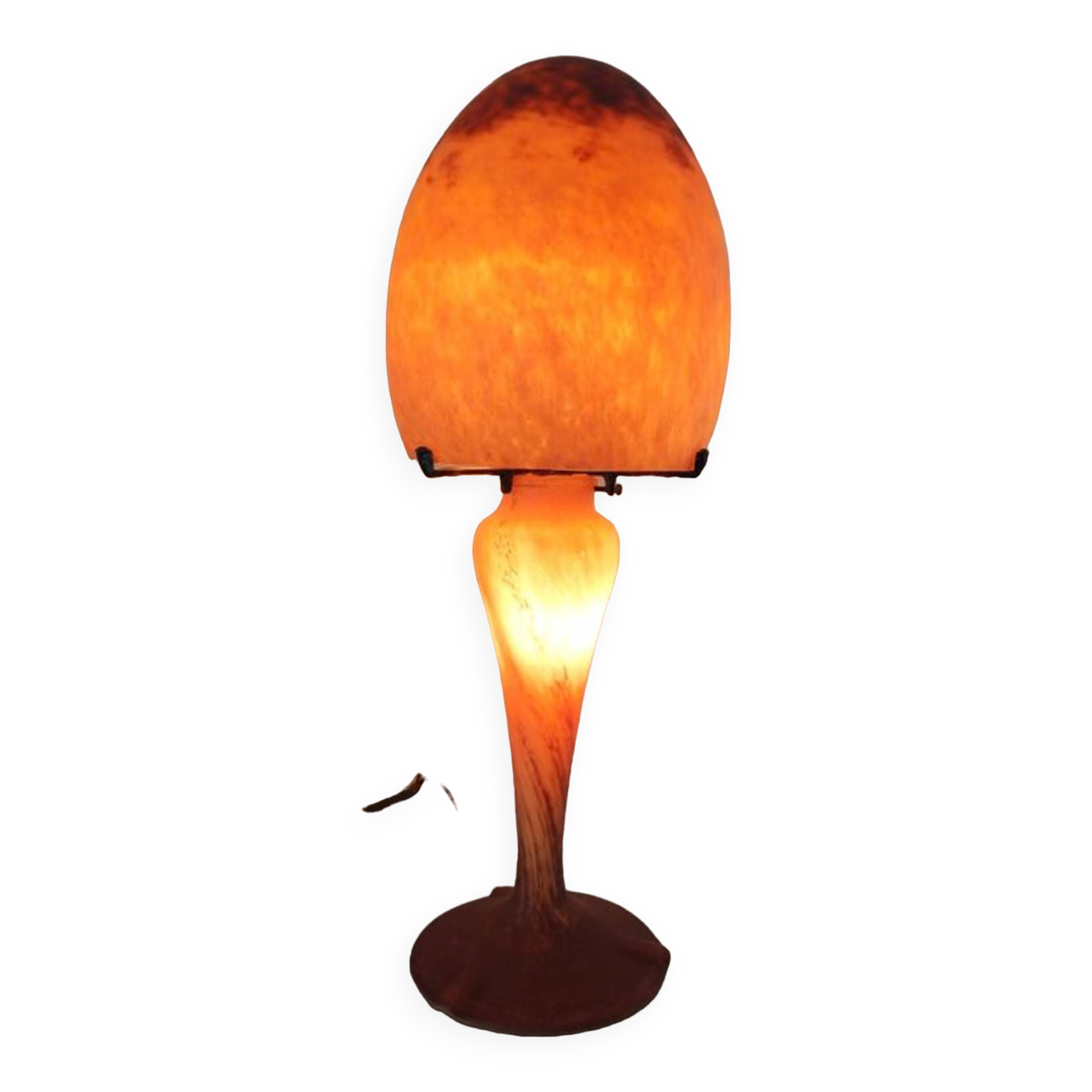 Vintage mushroom lamp glass paste signed art de France 1970